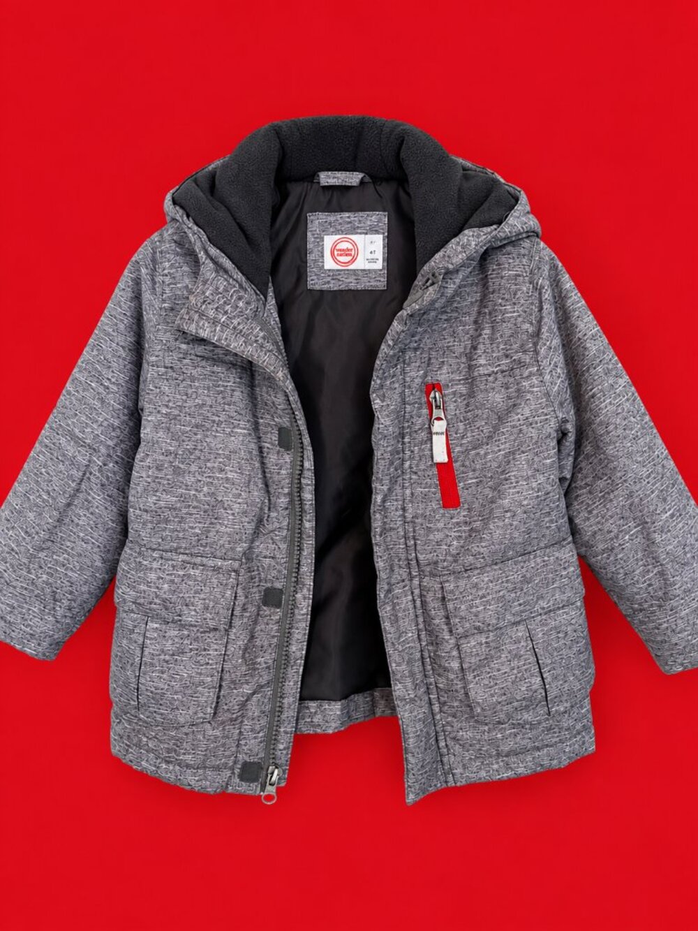 🧥 Boys’ 2T Winter Jacket – Gray & Black